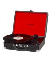 Грамофон Denver - VPL120, полуавтоматичен, черен/червен