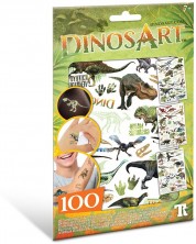 Временни татуировки DinosArt - Динозаври, светещи в тъмното, 100 броя