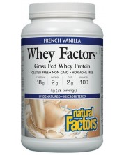 Whey Factors Grass Fed Whey Protein, френска ванилия, 1 kg, Natural Factors -1