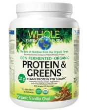 Whole Earth & Sea Fermented Organic Protein & Greens, ванилия, 656 g, Natural Factors