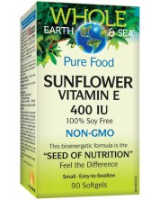 Whole Earth & Sea Sunflower Vitamin E, 400 IU, 90 софтгел капсули, Natural Factors -1