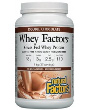Whey Factors Grass Fed Whey Protein, двоен шоколад, 1 kg, Natural Factors