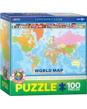 Пъзел Eurographics от 100 части - Карта на света