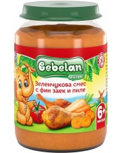 Ястие Bebelan Puree - Фин заек и пиле със зеленчуци, 190 g