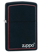 Запалка Zippo Black Matte, черна с червен кант -1