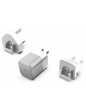 Зарядно устройство Energizer - A20MUSL, USB-C, EU/UK/US, 20W, сивo