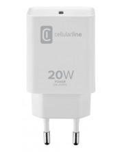 Зарядно устройство Cellularline - Power Delivery USB-C, 20W, бяло -1