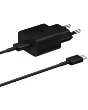 Зарядно устройство Samsung - EP-T1510XBEGEU, USB-C, 15W, черно -1