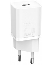 Зарядно устройство Baseus - CCSUP-B02, Super Si QC, USB-C, 20W, бяло