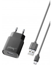 Зарядно устройство Ploos - 6548, 1A, кабел Micro USB, черно