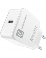 Зарядно устройство Cellularline - 8977, USB-C, 15W, бяло -1
