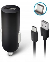 Зарядно за кола Forever - M-02, USB-A, кабел USB-C, черно -1