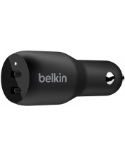 Зарядно за кола Belkin - CCB002btBK, Dual Car Charger, USB-C, 36W, черно