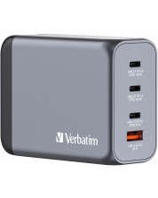Зарядно устройство Verbatim - GNC-200 GaN 4 Port, USB A/C,  200W, сиво -1