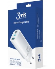 Зарядно устройство 3mk - Hyper Charger, USB-A/C, 65W, бяло -1