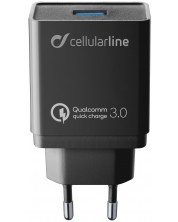 Зарядно устройство Cellularline - USB Charher Kit QC, 18W, черно -1