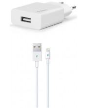 Зарядно устройство ttec - SmartCharger, USB-A, кабел Lightning, бяло