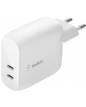 Зарядно устройство Belkin - Dual, USB-C, 40W, бяло -1