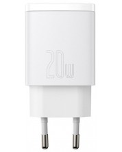 Зарядно устройство Baseus - Compact QC, USB-A/C, 20W, бяло -1