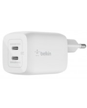 Зарядно устройство Belkin - Dual, Gan PPS, USB-C, 65W, бяло -1