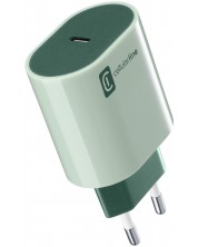 Зарядно устройство Cellularline - Style Color PD, USB-C, 20W, зелено -1