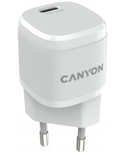 Зарядно устройство Canyon - H-20-05, USB-C, 20W, бяло -1