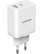 Зарядно устройство Canyon - H-20-03, USB-A/C, 20W, бяло -1