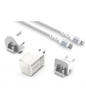 Зарядно устройство Energizer - Multi, USB-C, EU/UK/US, 20W, бяло