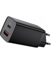 Зарядно устройство Baseus - GaN2 Lite QC, USB-A/C, 65W, черно -1