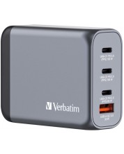 Зарядно устройство Verbatim - GNC-100 GaN 4 Port, USB-A/C, 100W, сиво -1