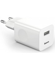 Зарядно устройство Baseus - CCALL-BX02, USB-A, 24W, бяло -1