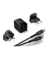 Зарядно устройство Energizer - Multi, USB-C, EU/UK/US, 20W, черно