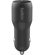 Зарядно за кола Belkin - CCB004, USB-A/C, 37W, черно