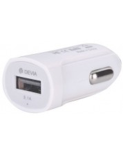 Зарядно за кола Devia - 4761, USB, 2.1A, бяло