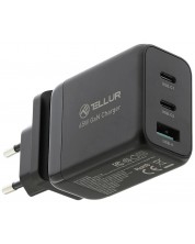 Зарядно устройство Tеllur - GaN, USB-A/C, EU/UK/US, 65W, черно