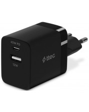 Зарядно устройство ttec - SmartCharger Duo PD, USB-A/C, 45W, черно -1