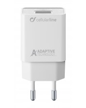 Зарядно устройство Cellularline - 4679, USB-A, 15W, бяло