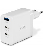 Зарядно устройство ttec - SmartCharger Trio, GaN, USB-A/C, 65W, бяло -1