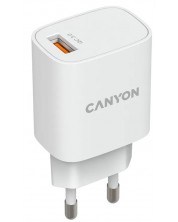 Зарядно устройство Canyon - H-18-01, USB-A, 18W, бяло -1