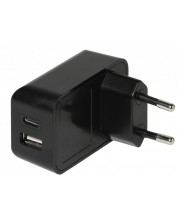Зарядно устройство Vivanco - 37548, USB-A/C, 20W, черно -1