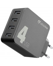 Зарядно устройство Cellularline - Multipower 4, USB-A, 42W, черно -1