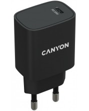 Зарядно устройство Canyon - H-20-02, USB-C, 20W, черно