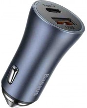 Зарядно за кола Baseus - Golden Contactor Pro, USB-A/C, 40W, тъмносиво -1