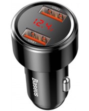 Зарядно за кола Baseus - Dual, USB-A, 45W, черно -1