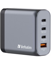 Зарядно устройство Verbatim - GNC-140 GaN 4 Port, USB-A/C, 140W, сиво -1