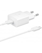 Зарядно устройство Samsung - EP-T1510XWEGEU, USB-C, 15W, бяло