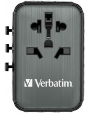 Зарядно устройство Verbatim - UTA-05 GaN III Universal Travel Adapter, черно -1