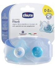 Комплект биберони-залъгалки Chicco - Physio Micro, 2 броя, 0-2 месеца, за момче,Асортимент -1