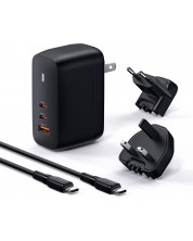Зарядно устройство Xmart - Dual GaN, USB-A/C, 65W, черно -1