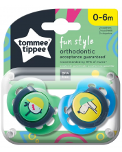 Залъгалки Tоmmee Tippee - Fun Style, 0-6 м, птица/куче, 2 броя -1